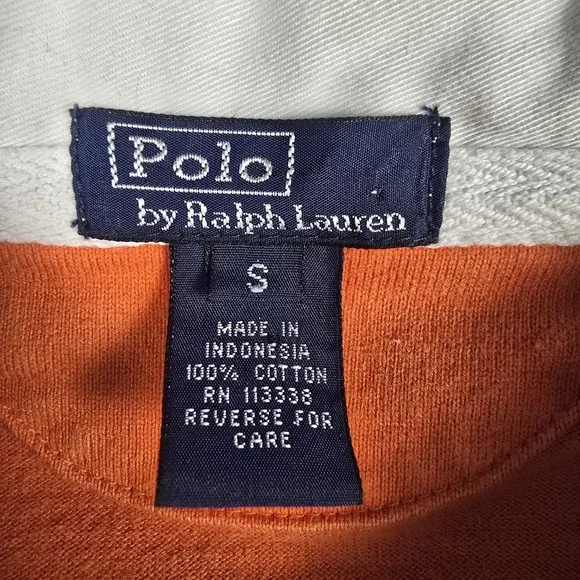 Polo Ralph Lauren Rugby Shirt Mens Small Orange Green Navy Striped Long Sleeve - Picture 6 of 11